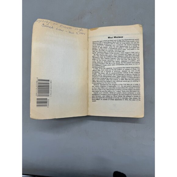 Leaves of Grass book paperback 1983 english Bantam 470pgs Walt Whitman READ - Picture 3 of 6